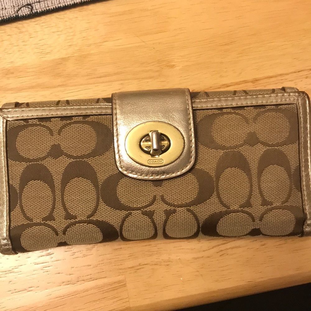 Coach Gold & Tan Wallet